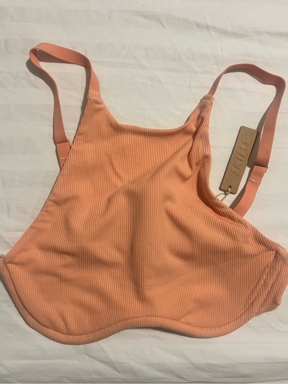 NWT Skims Peach Ribbed High-Neck Bralette